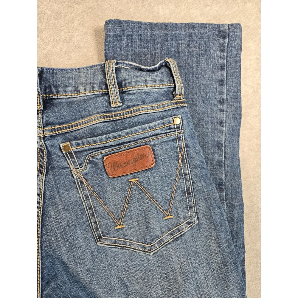 Wrangler Retro Slim Boot Jeans Mens 30x27 Blue Denim Western Casual Cowboy